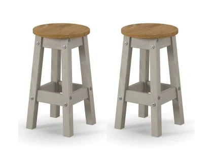 Core Corona Grey Set of 2 Low Round Breakfast Stools