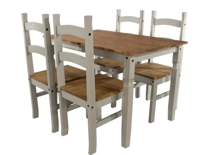 Core Corona Grey Wax Rectangular Dining Table and Chairs Set