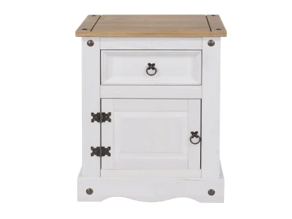 Core Corona White Wax 1 Door 1 Drawer Bedside Table