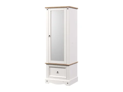 Core Corona White Wax Mirrored Door Wardrobe