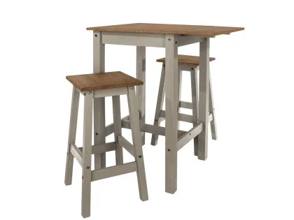 Core Linea Grey Drop leaf Dining Table & 2 Stool Set
