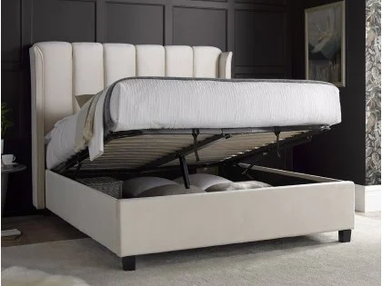 Bedmaster Aurora 5ft King Size Stone Velvet Ottoman Bed Frame