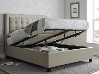 Bedmaster Brandon 4ft6 Double Oatmeal Fabric Ottoman Bed Frame