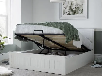 Bedmaster Dawson 4ft6 Double White Wooden Ottoman Bed Frame