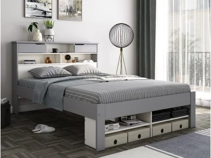 Bedmaster Fabio 5ft King Size Grey & White Wooden Bed Frame