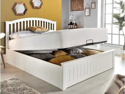 Bedmaster Grayson 4ft Small Double White Wooden Ottoman Bed Frame
