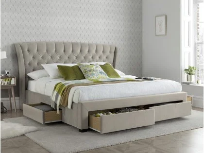 Bedmaster Newton 4ft6 Double Stone Fabric 4 Drawer Bed Frame