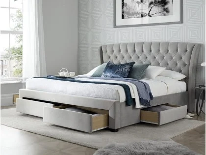 Bedmaster Newton 5ft King Size Grey Fabric 4 Drawer Bed Frame