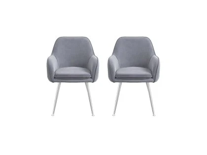 LPD Tara Set of 2 Grey Velvet Dining Chairs