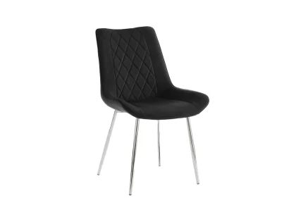 TGC Alice Set of 2 Black Dining Chairs with Silver Legs