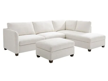 TGC Brittany Cream Chenille Fabric Right Hand Corner Sofa with Footstool TGC Brittany Cream Chenille Fabric Right Hand Corner Sofa with Footstool