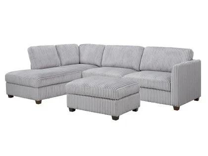 TGC Brittany Grey Cord Fabric Left Hand Corner Sofa with Footstool TGC Brittany Grey Cord Fabric Left Hand Corner Sofa with Footstool
