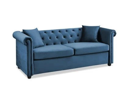 TGC Cambridge Blue Velvet 3 Seater Sofa
