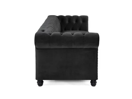 TGC Chester Black Velvet Fabric 3 Seater Sofa