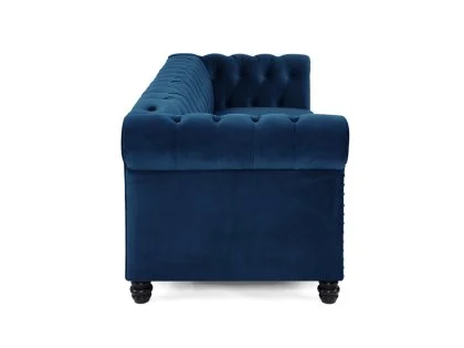 TGC Chester Blue Velvet Fabric 3 Seater Sofa