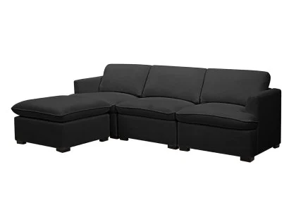 TGC Coleen Black Boucle Fabric 3 Seater Sofa with Footstool