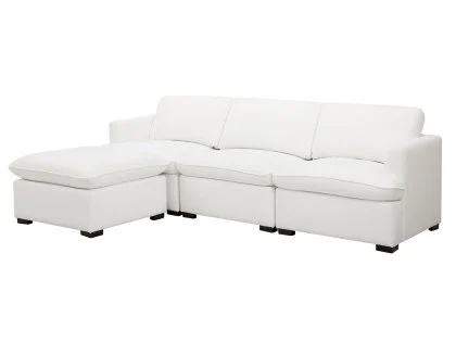 TGC Coleen White Boucle Fabric 3 Seater Sofa with Footstool