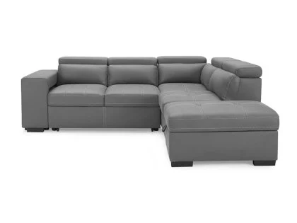 TGC Crimson Grey Right Hand Faux Leather Corner Sofa with Storage