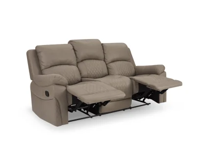 TGC Doran Brown Faux Leather 3 Seater Manual Recliner Sofa