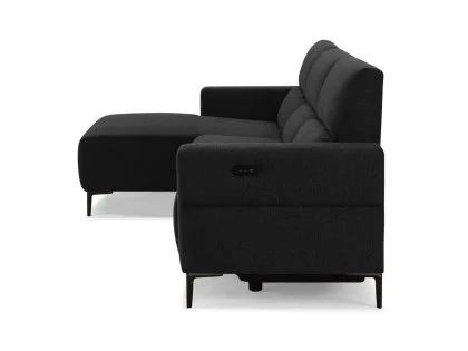 TGC Emma Black Velvet Fabric Left Hand Chaise Recliner Sofa