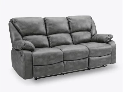 TGC George Grey Faux Leather 3 Seater Manual Recliner Sofa