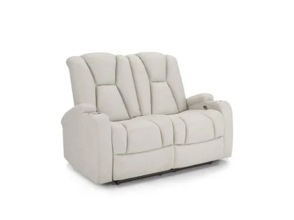 TGC Hazel Light Grey Faux Leather 2 Seater Power Recliner Sofa