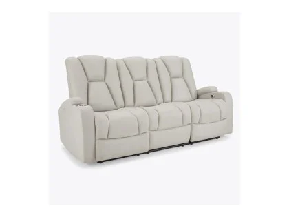 TGC Hazel Light Grey Faux leather 3 Seater Power Recliner Sofa