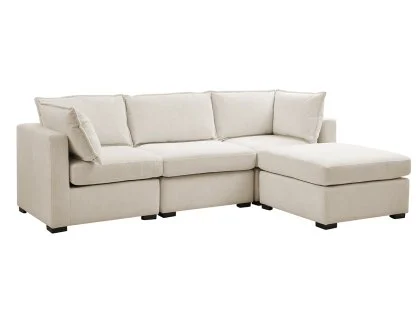 TGC Irene Beige Fabric 3 Seater Sofa with Footstool
