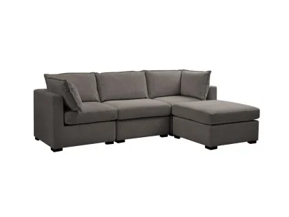 TGC Irene Dark Grey Fabric 3 Seater Sofa with Footstool