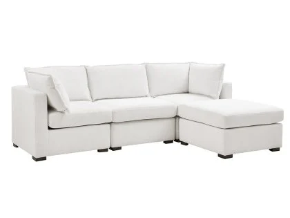 TGC Irene Ivory Fabric 3 Seater Sofa with Footstool