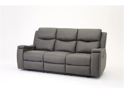 TGC James Grey Faux Leather 3 Seater Recliner Sofa