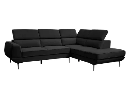 TGC Martina Black Velvet Right Hand Corner Sofa