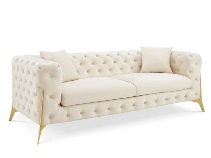 TGC Panther Cream Velvet 3 Seater Sofa