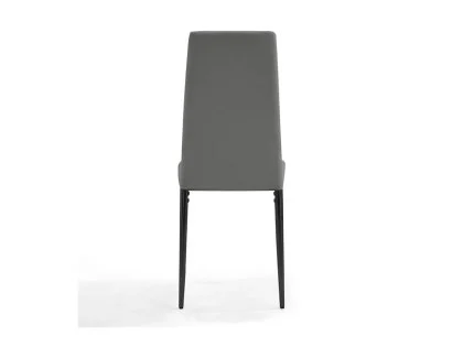 TGC Sara Set of 4 Grey Faux Leather Dining Chairs with Black Legs