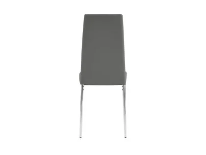 TGC Sara Set of 4 Grey Faux Leather Dining Chairs with Silver Legs