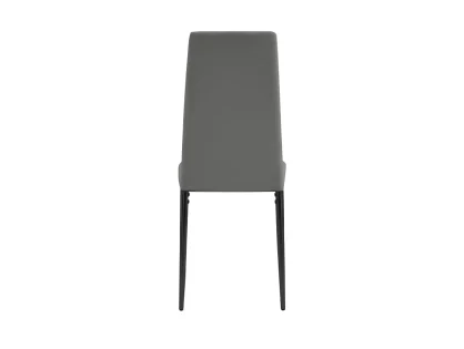 TGC Sara Set of 6 Grey Faux Leather Dining Chairs with Black Legs