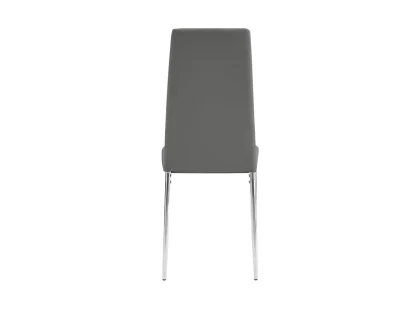 TGC Sara Set of 6 Grey Faux Leather Dining Chairs with Silver Legs