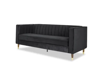 TGC Tammy Black Velvet 3 Seater Sofa