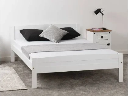 Clearance - Seconique Amber 4ft6 Double White Wooden Bed Frame