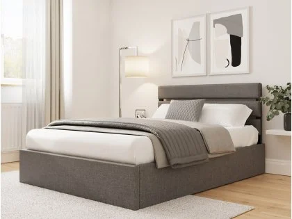 GFW Hudson 5ft King Size Grey Fabric Ottoman Bed Frame