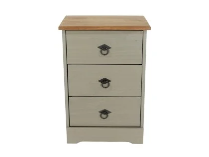Core Corona Compact Grey and Pine 3 Drawer Bedside Table
