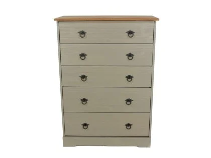 Core Corona Compact Grey and Pine 5 Drawer Chest of Drawers