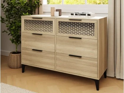 GFW Ezra Oak 3+3 Drawer Chest of Drawers