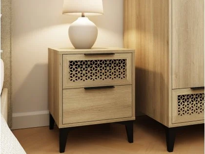 GFW Ezra 2 Drawer Oak Wooden Bedside Table
