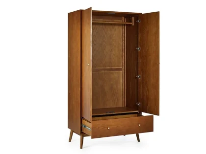 Clearance - Julian Bowen Lowry Cherry Ash 2 Door 1 Drawer Wardrobe