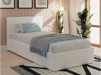 Clearance - GFW Ecuador White Faux Leather Side Lift Ottoman Bed Frame Clearance - GFW Ecuador White Faux Leather Side Lift Ottoman Bed Frame