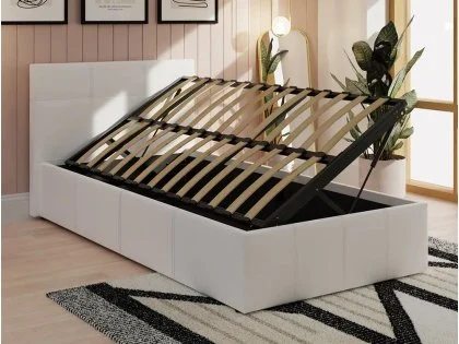 Clearance - GFW Ecuador White Faux Leather Side Lift Ottoman Bed Frame Clearance - GFW Ecuador White Faux Leather Side Lift Ottoman Bed Frame
