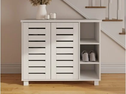 GFW Bodie White 2 Door 3 Shelf Shoe Cabinet GFW Bodie White 2 Door 3 Shelf Shoe Cabinet