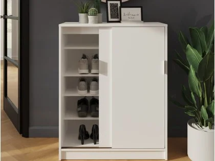 GFW Leighton White Sliding Door Shoe Cabinet GFW Leighton White Sliding Door Shoe Cabinet