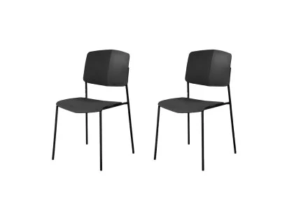 Core Academy Set of 2 Black Plastic Dining Chairs Core Academy Set of 2 Black Plastic Dining Chairs